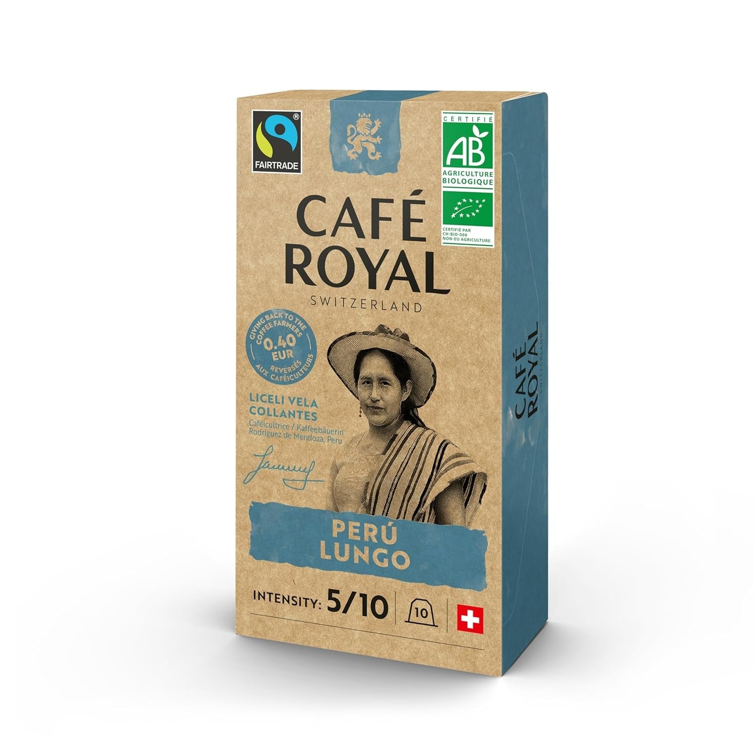 Café Royal Peru Lungo Bio – Kaffeekapseln kompatybilna z Nespresso®, 100% Arabika z Peru, kremowa, Intensität 5/12, Fairtrade, 100 Kapseln