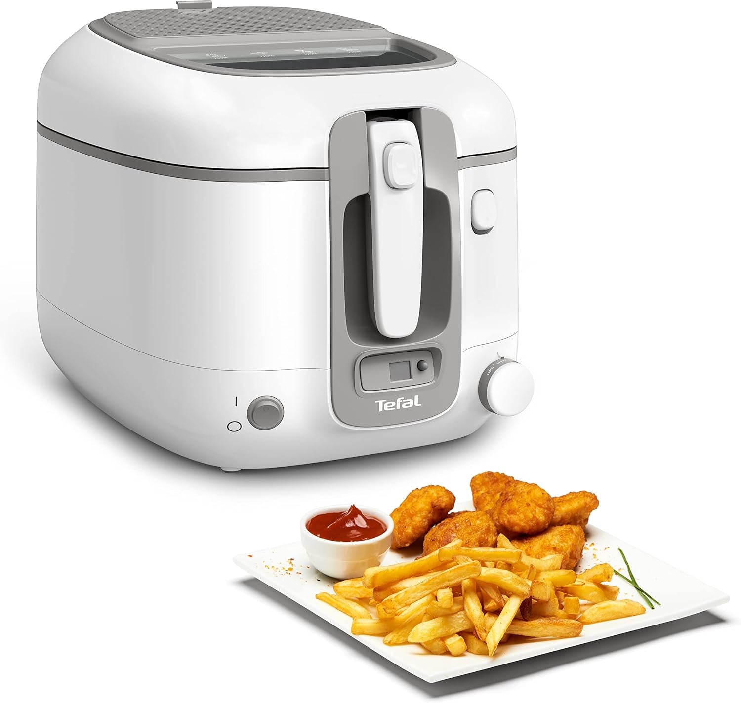 Frytownica Tefal Super Uno Access, pojemność 2,2 l, części można myć w zmywarce, urządzenia filtrujące zapachy Naty Shop Super Uno Mit Timer biały/szary