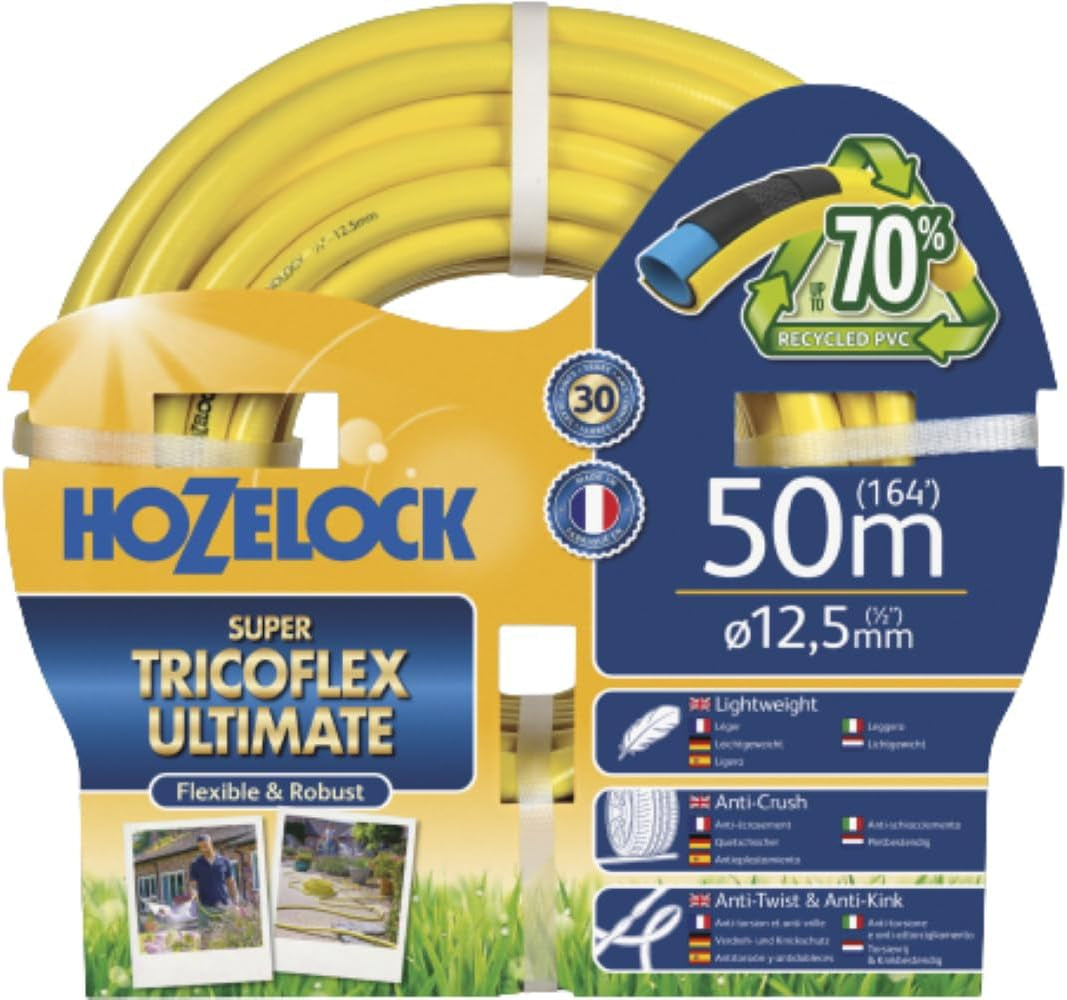 Wąż HOZELOCK – Ultramax 12,5 mm x 30 m, do 70% PVC pochodzącego z recyklingu, wytrzymały, odporny na warunki atmosferyczne, odporny na skręcanie, zginanie i zgniatanie, szary