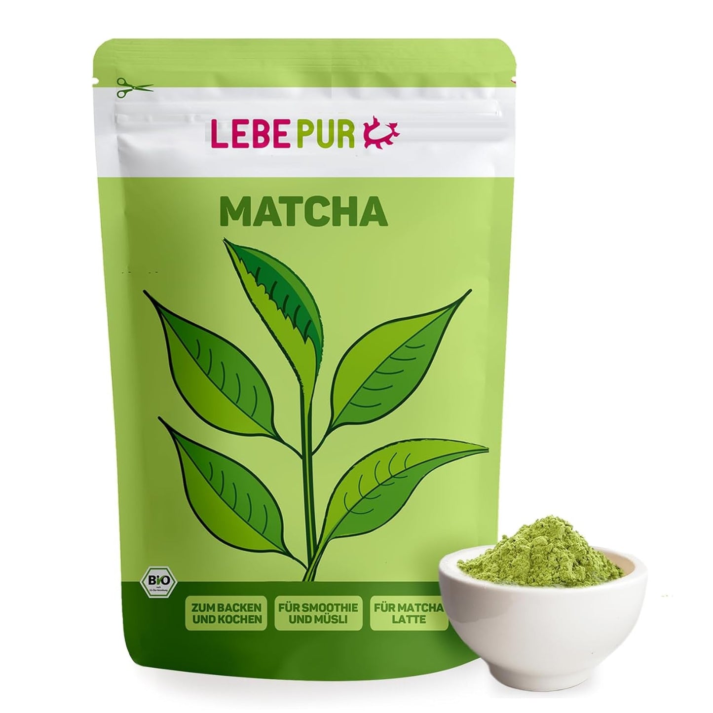 Lebepur BIO Matcha w proszku 100G - Najwyższa jakość z Japonii Bez dodatków - 100% czysta zielona herbata w proszku do Matcha Latte, herbaty Matcha, zielonej herbaty, smoothie - japońska zielona herbata
