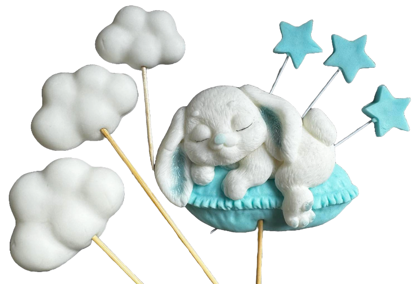 Zestaw 7 jadalnych dekoracji cukrowych, Dekoracje z pasty cukrowej Bunny Shop Naty Shop
