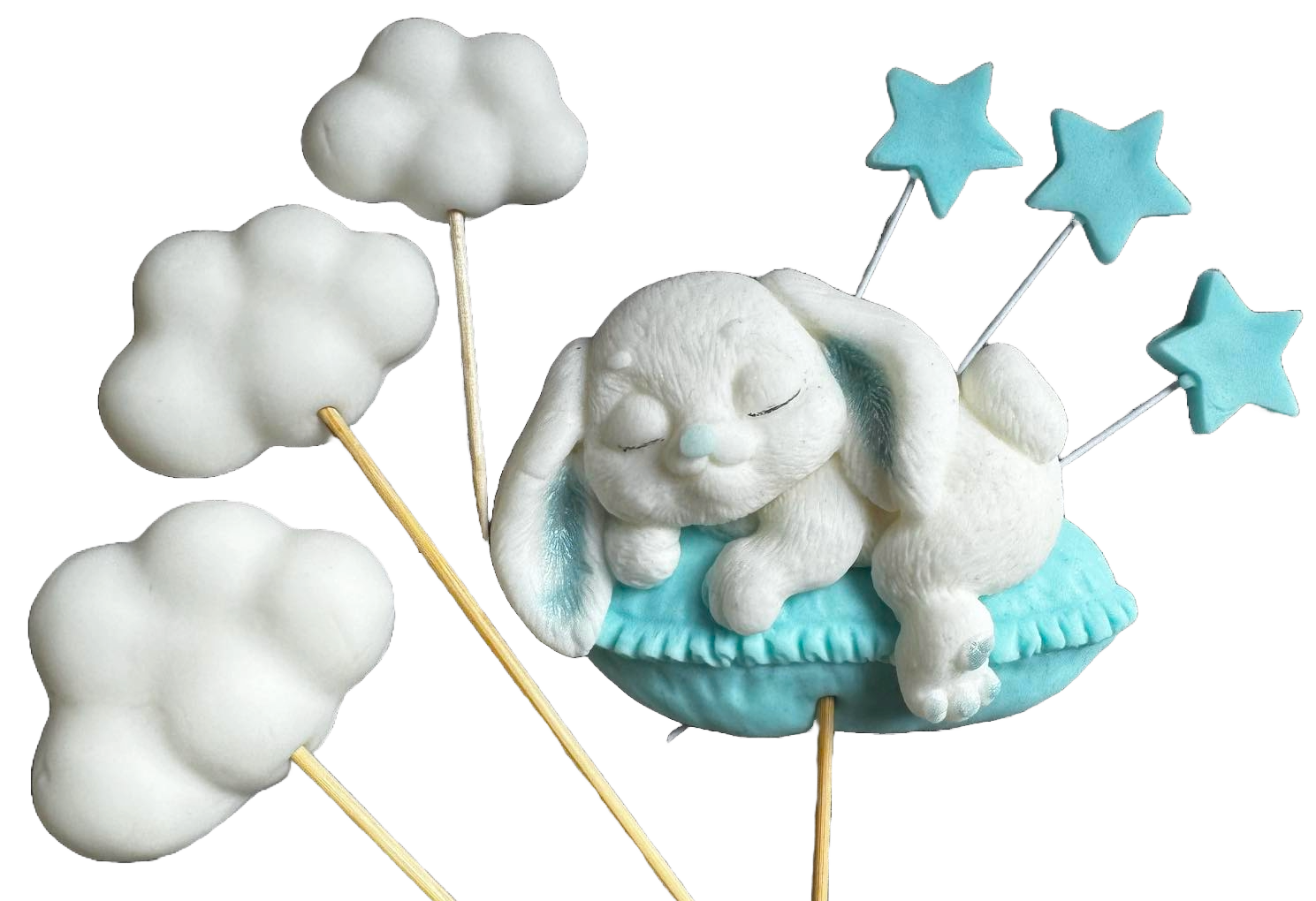 Zestaw 7 jadalnych dekoracji cukrowych, Dekoracje z pasty cukrowej Bunny Shop Naty Shop