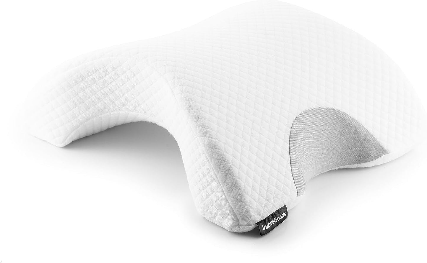 InnovaGoods - Wiskoelastyczna poduszka szyjna dla par, Ergonomiczny kształt dla relaksu dla par, Pianka z pamięcią kształtu do łagodzenia ucisku, Zdejmowane pokrycie, Biała, 36 x 12,5 x 30,5 cm, Pianka z pamięcią kształtu