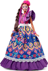 2022 Día De Muertos Lalka Barbie z marszczoną tradycyjną sukienką, wieńcem kwiatowym i farbą do twarzy Calavera, prezent dla kolekcjonerów