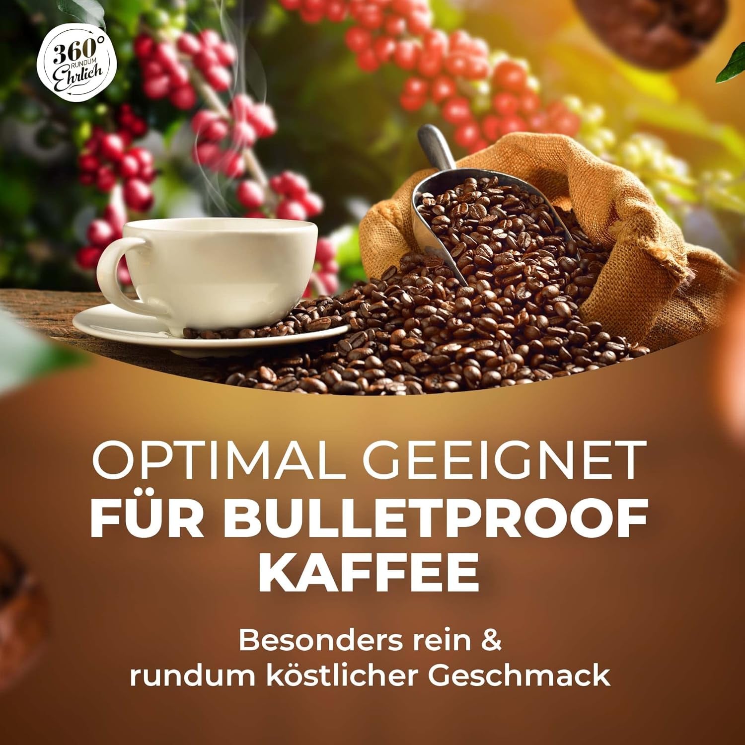 Premium Bio Kaffeebohnen 1000g, 100% Honduras Hochland Arabica Kaffeebohnen Bio - Köstlich, łagodna, säurearm - Bio Kaffee ganze Bohnen - Ideal als Kaffeebohnen Vollaautomat - 360° Rundum Ehrlich