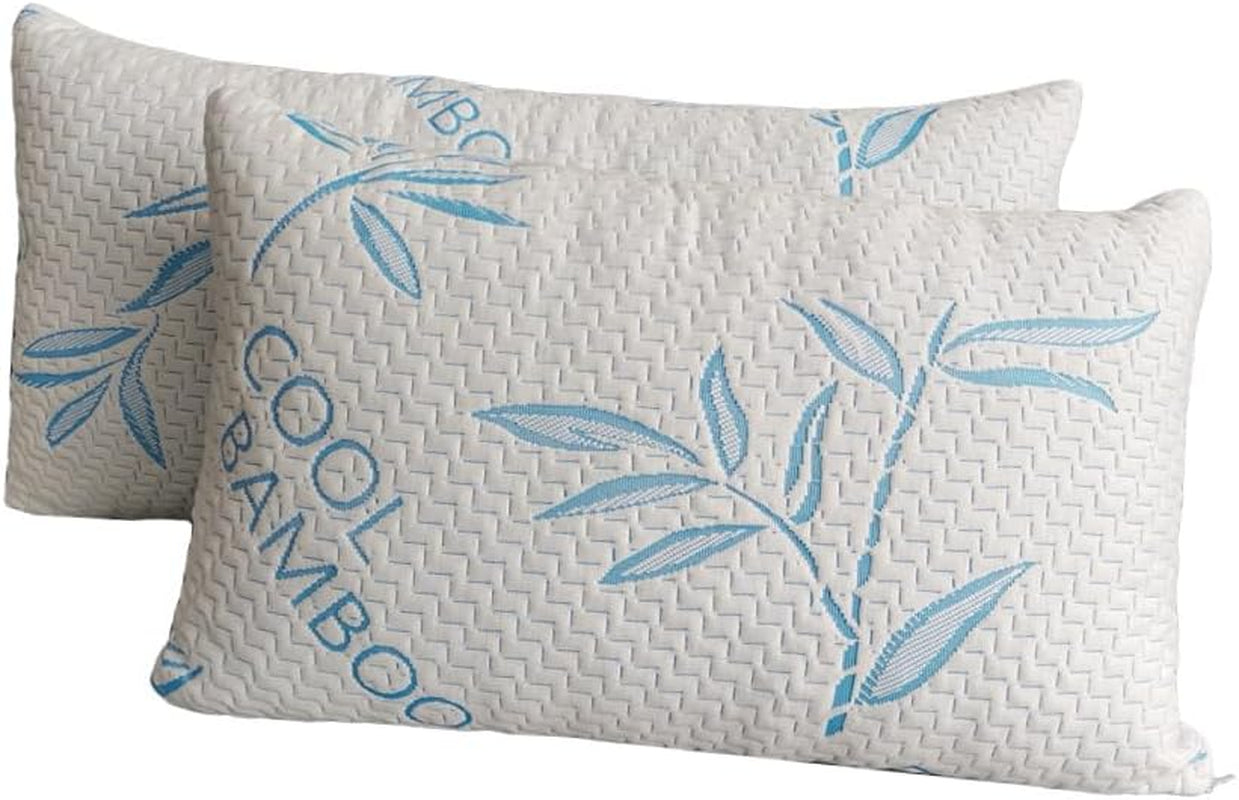 Comfysleep King Size Bambusowa poduszka z wiskozy Chłodzenie Strzępiona pianka z pamięcią kształtu Regulowana bambusowa wiskoza Zdejmowane/nadające się do prania pokrycie 2 szt. Poduszki standardowe Naty Shop Domyślny tytuł