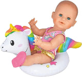Heless 6601 - Koło do pływania Henri Unicorn dla lalek, rozmiar 28-35 cm, do zabawy w basenie, jeziorze i wannie