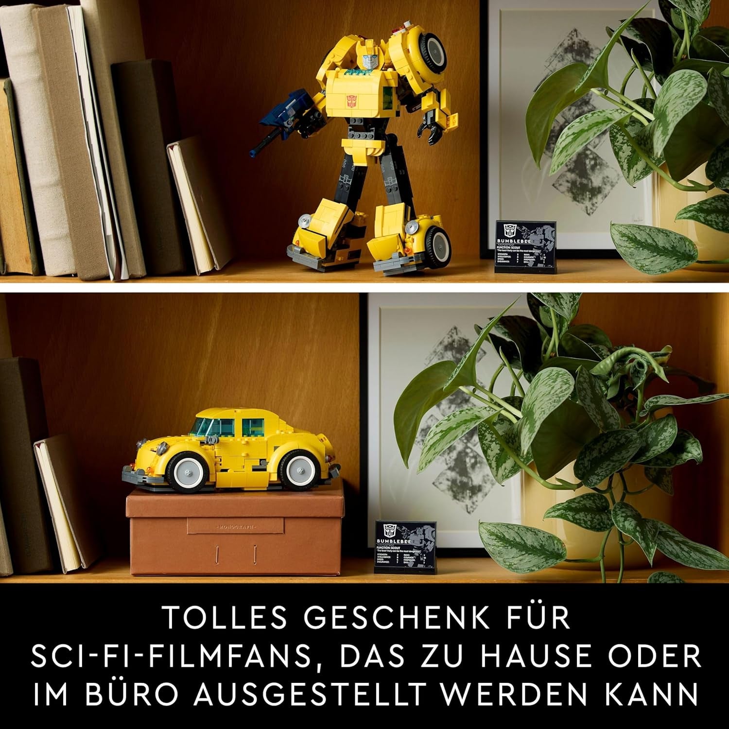 LEGO Icons Transformers Bumblebee, figurka robota kolekcjonerskiego dla dorosłych, zestaw do budowania filmów dla fanów science fiction, możliwość przekształcenia w samochód, zabawka przygodowa 10338 Zestawy do budowania Besuche den LEGO-Store