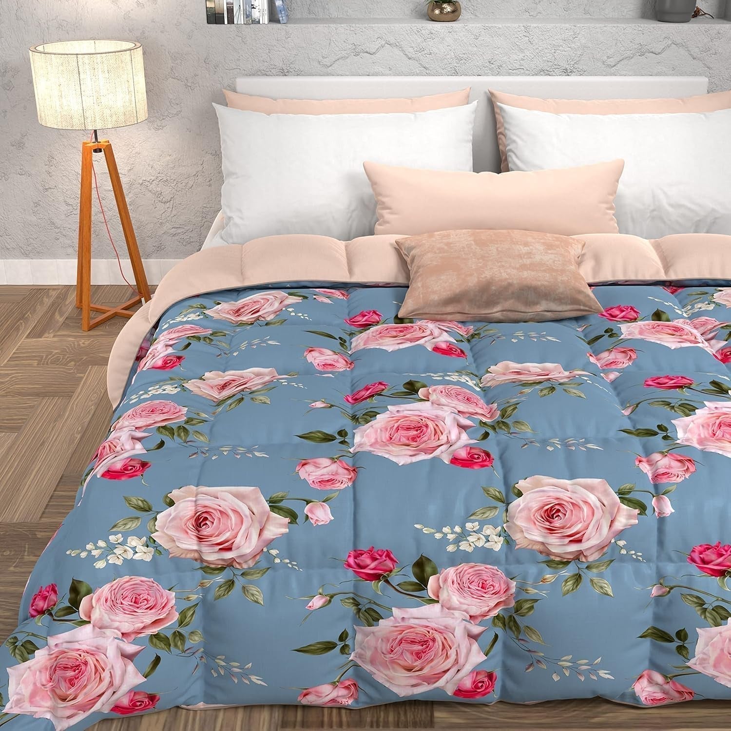 PETTI Artigiani Italiani - Kołdra zimowa, Kołdra zimowa, Prosta kołdra, Dwustronny, Druk monokolorowy i cyfrowy, 100% hipoalergiczna mikrofibra, Made in Italy Kołdry i kołdry Naty Shop Flowers 20 Jasnoniebieskie Łóżko pojedyncze