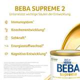 BEBA SUPREME 2 Mleko następne po 6 miesiącu, tylko laktoza, bez oleju palmowego, opakowanie 6 szt. (6 x 800 g) Naty Shop