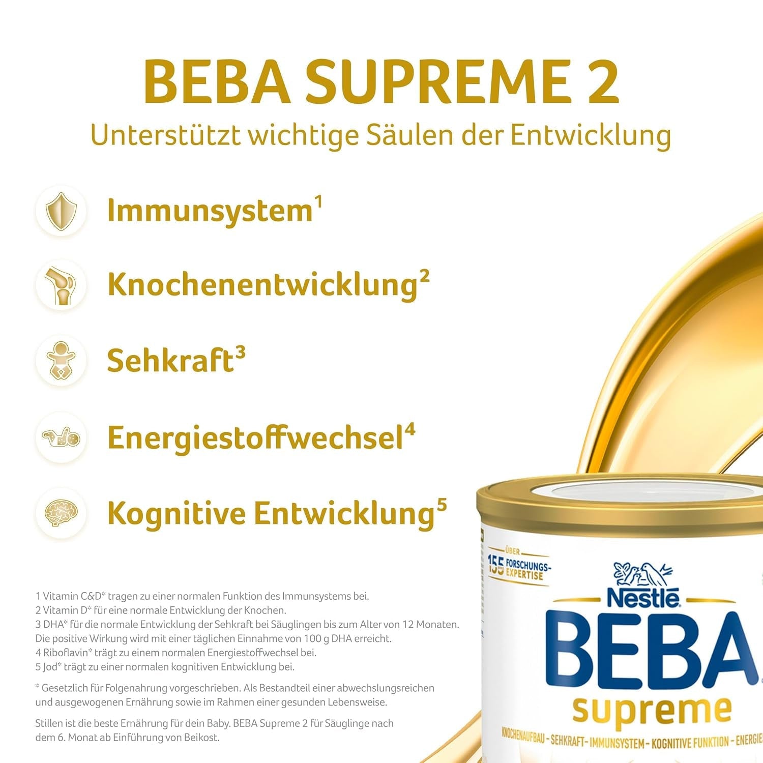 BEBA SUPREME 2 Mleko następne po 6 miesiącu, tylko laktoza, bez oleju palmowego, opakowanie 6 szt. (6 x 800 g) Naty Shop