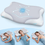 Poduszka pod szyję Cloudétoile Poduszka z pianki Memory - 2 w 1 Ergonomiczna poduszka ortopedyczna Poduszka z pianki Visco Poduszka podtrzymująca szyję Poduszka z pianki Memory z regulacją wysokości Biała 64X38X12cm Poduszki ortopedyczne szyjki macicy Naty Shop Szary 65X39X12 Cm