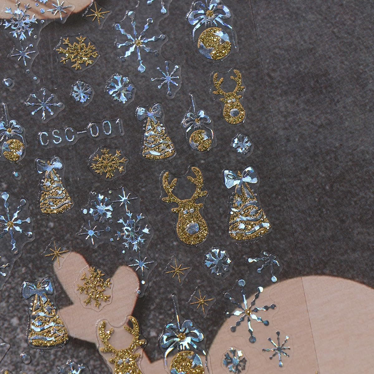 JMEOWIO Nagelsticker Weihnachten Gold Glitter Silber 8 Blatt Nail Art Naklejka Selbstklebend Nagelaufkleber Schneeflocke Winterurlaub Dekoration Nageldesign Zubehör