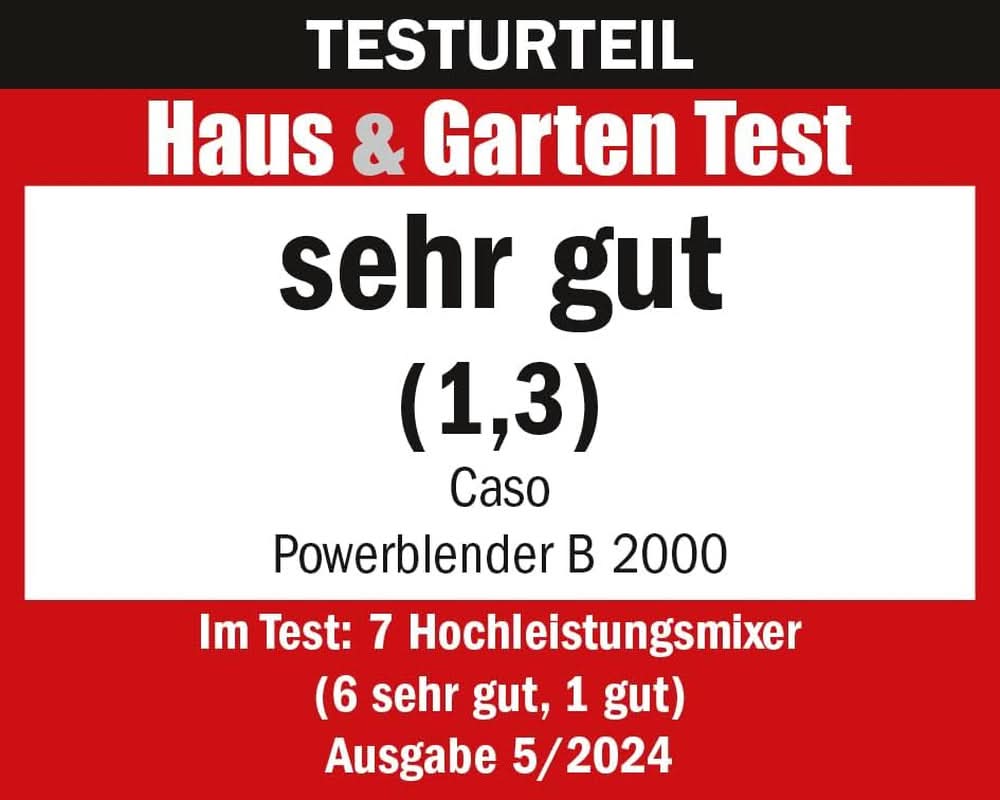 CASO Powerblender B 2000 - Mikser stojący Profi, 30 000 U/Min, 2000 W, Bruchsicherer Tritan-Mixbehälter (2 L), Bpa-Frei, Pulse-, Shake-, Smoothie-Funktion, 8-Fach Messer-System Mit Titanbeschichtung Kitchen Naty Shop