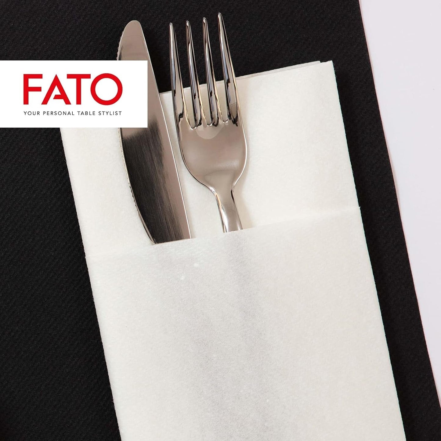 Fato - Suche serwetki papierowe, Airlaid, efekt tkaniny, opakowanie 50 serwetek, rozmiar 40X40 złożone na 4, kolor czarny