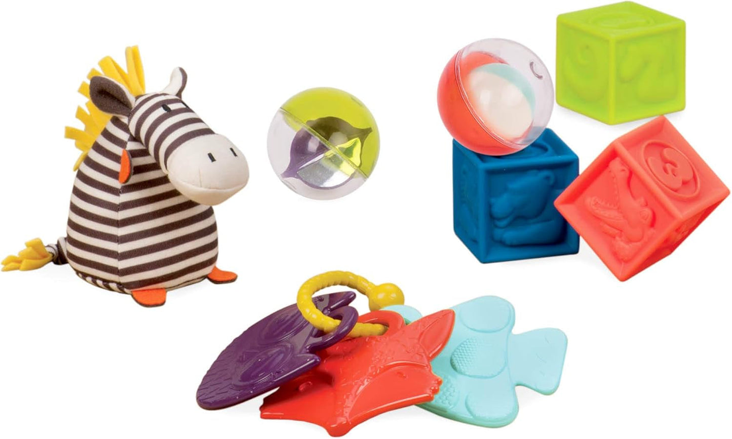B. Toys Zestaw zabawek dla niemowląt z pluszową zabawką zebry, gryzakiem, miękkimi klockami i piłkami - zestaw podarunkowy zabawek poprawiających zdolności motoryczne dla noworodków od 0 miesiąca życia Zabawki dla dzieci Naty Shop Domyślny tytuł