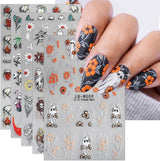 JMEOWIO Nagelsticker Halloween 9 Blatt Nail Art Naklejka Selbstklebend Nagelaufkleber Süße Geisterblume Dekoration Nageldesign Zubehör