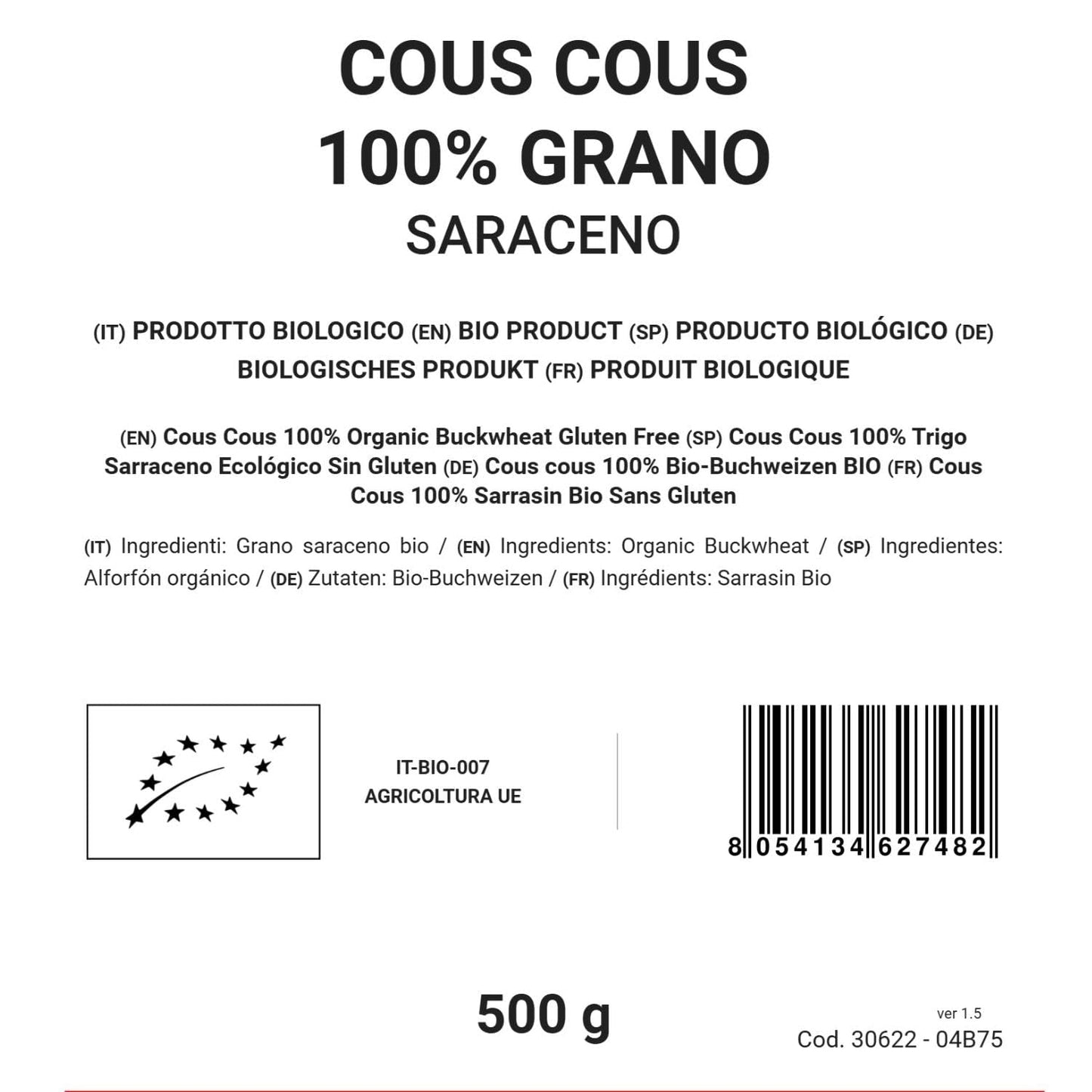 100% organiczny kuskus gryczany, 500g, bezglutenowy