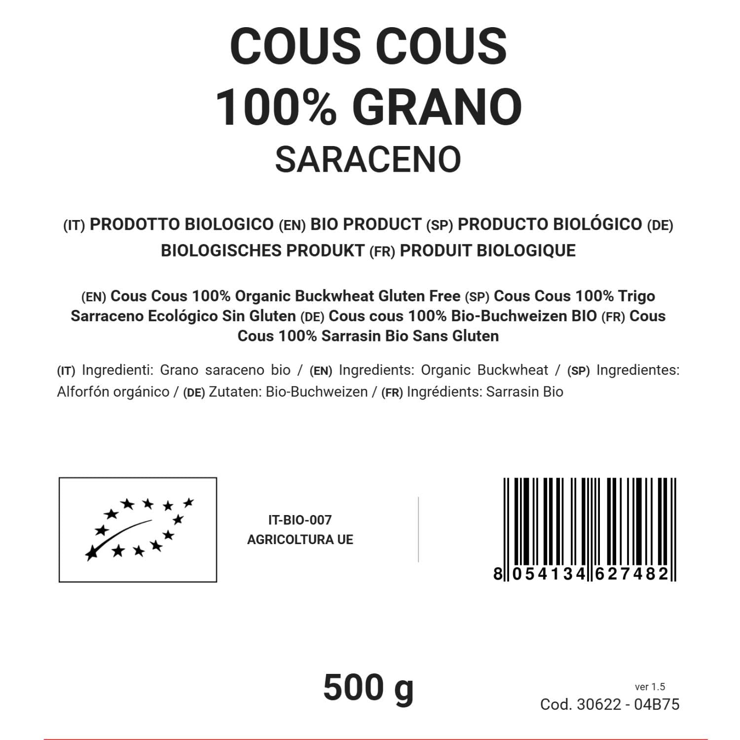 100% organiczny kuskus gryczany, 500g, bezglutenowy
