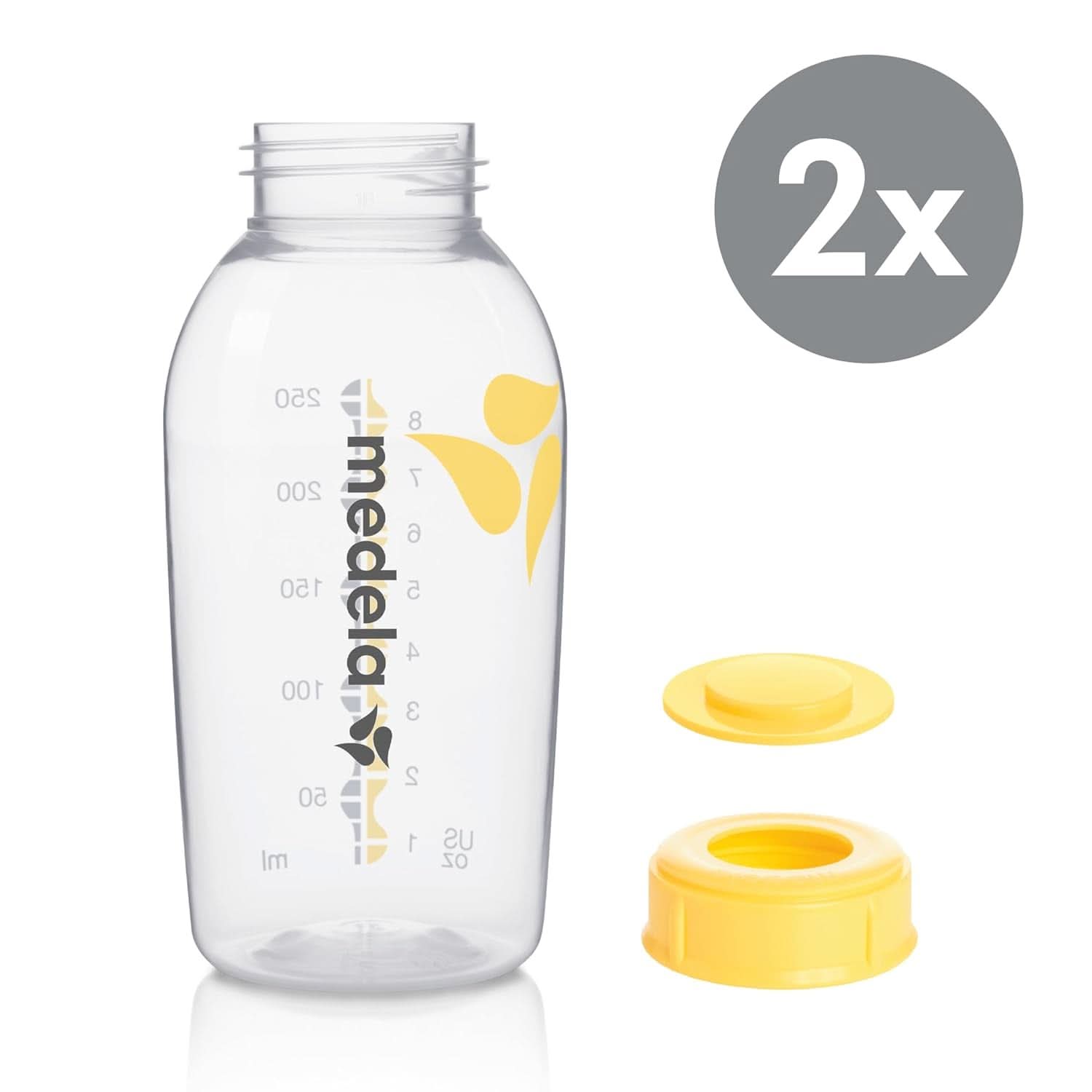 Butelki dla niemowląt Medela do przechowywania mleka matki | Bez BPA | Zestaw 2 x 250 ml żywności dla niemowląt i akcesoriów do karmienia piersią Naty Shop