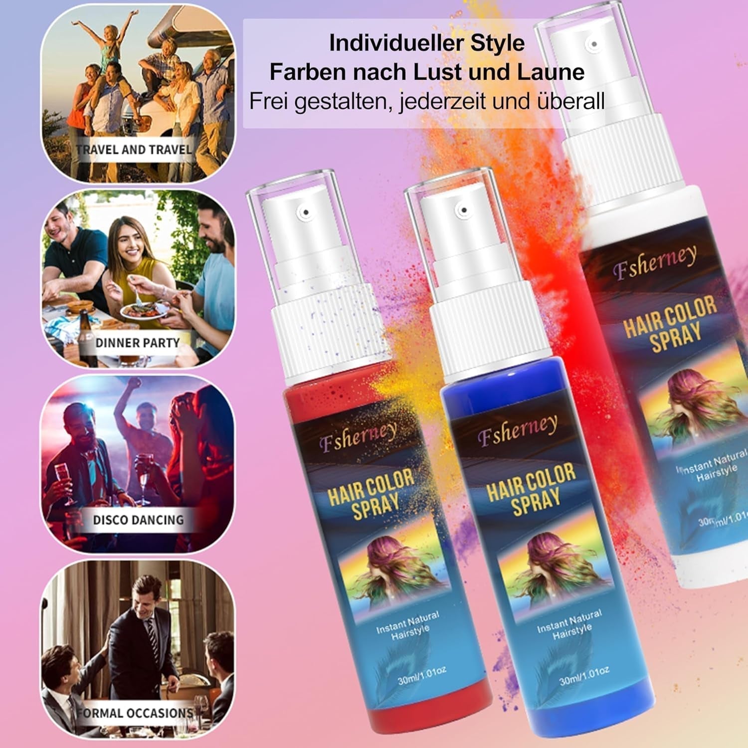 Lakier do włosów kolorowy - 30 ml Tymczasowy zielony spray koloryzujący do włosów, naturalna farba do włosów Tymczasowy spray koloryzujący do włosów, zmywalna farba do włosów na imprezę Cosplay Halloween (zielony) Naty Shop Farba do włosów