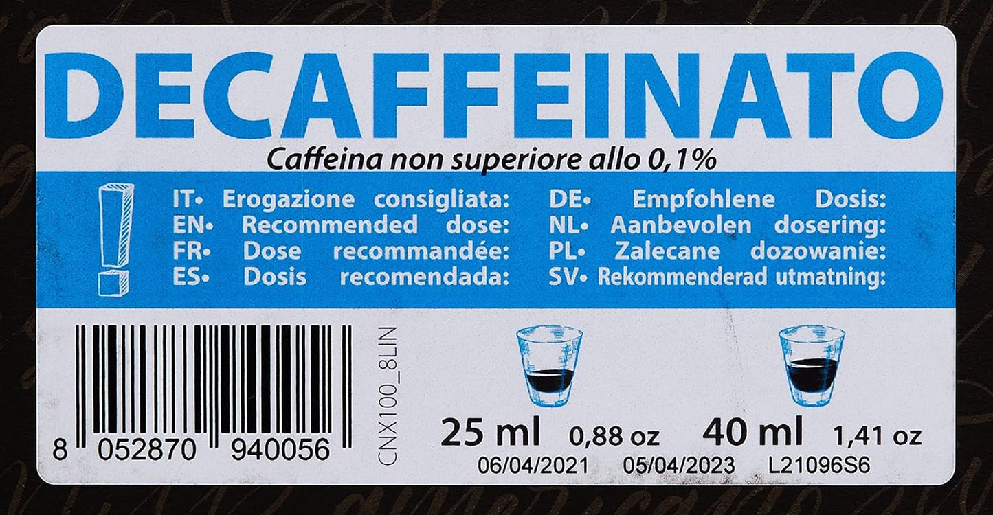 Kapsułki z kawą Decaffeinato Kompatybilne z Nespresso 5,6 g x 100 kapsułek