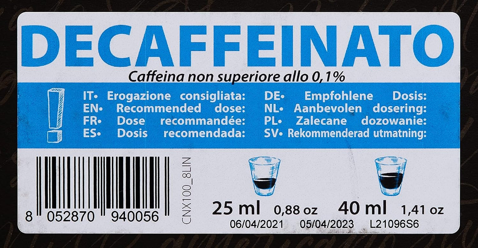 Kapsułki z kawą Decaffeinato Kompatybilne z Nespresso 5,6 g x 100 kapsułek