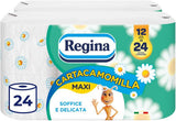 Regina Cartacamomilla - 8 rolek papieru toaletowego, 300 puszystych arkuszy, 3 warstwy, miękkie i mocne, opakowanie papierowe nadające się do recyklingu