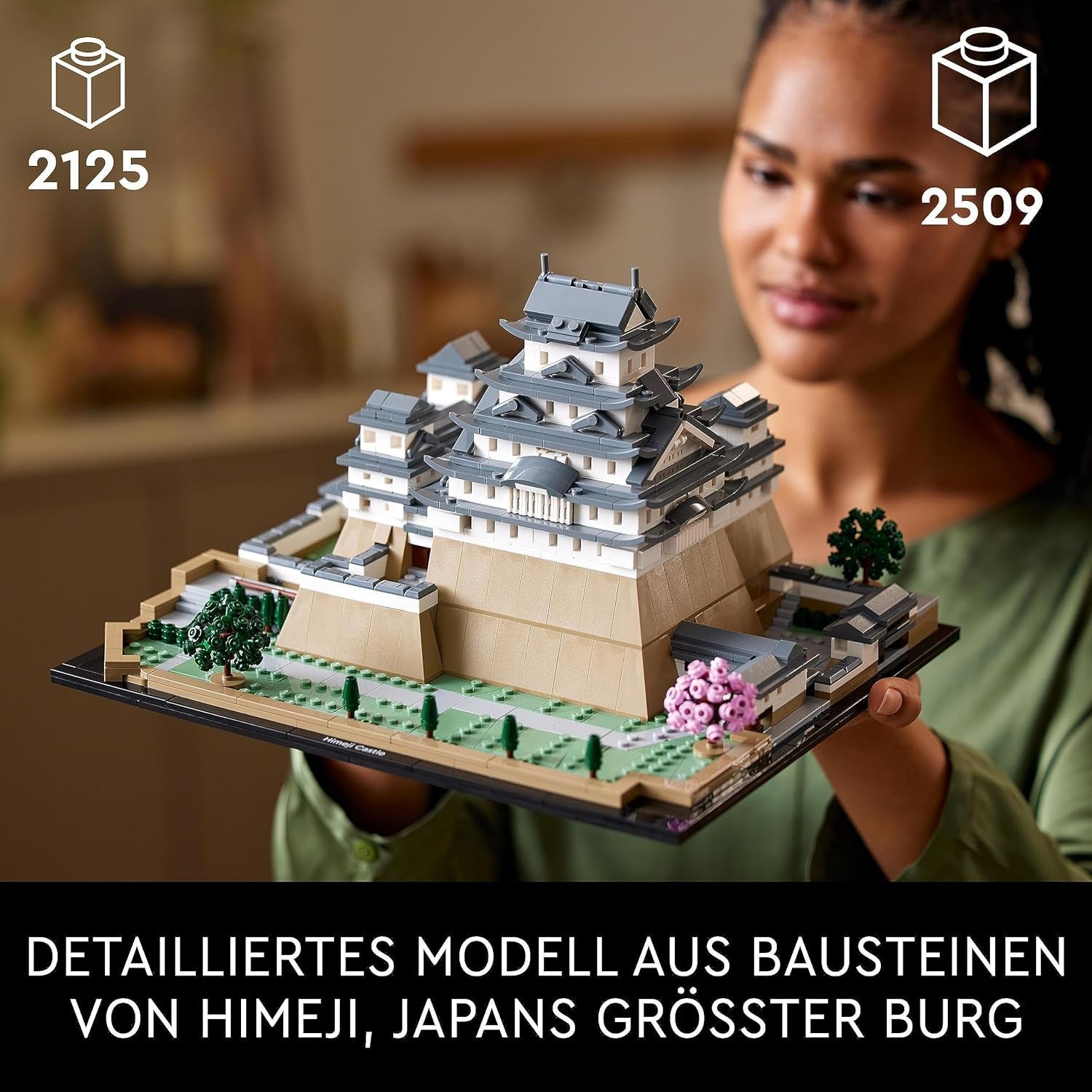 LEGO Architecture Zamek Himeji, zestaw modeli dla dorosłych, kolekcja zabytków, zestaw dla fanów kreatywnego ogrodnictwa i kultury japońskiej z drzewem kwitnącej wiśni, prezent dla niego i dla niej 21060 Zestawy do budowania Besuche w sklepie LEGO