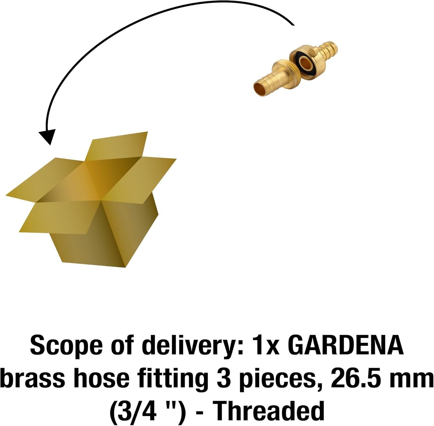 Gardena Mosiężna złączka do węża, 3 sztuki: Przedłużka węża, gwint 26,5 mm (G 3/4 cala), do węży 13 mm (1/2 cala) (7151-20)