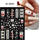 5 Blatt 3D Nagelsticker Weihnachten Nagelaufkleber 5D Stereoskopisch Selbstklebend Schneeflocke-Weihnachtswinterurlaub Nail Art Naklejka Dekoration Nageldesign Zubehör