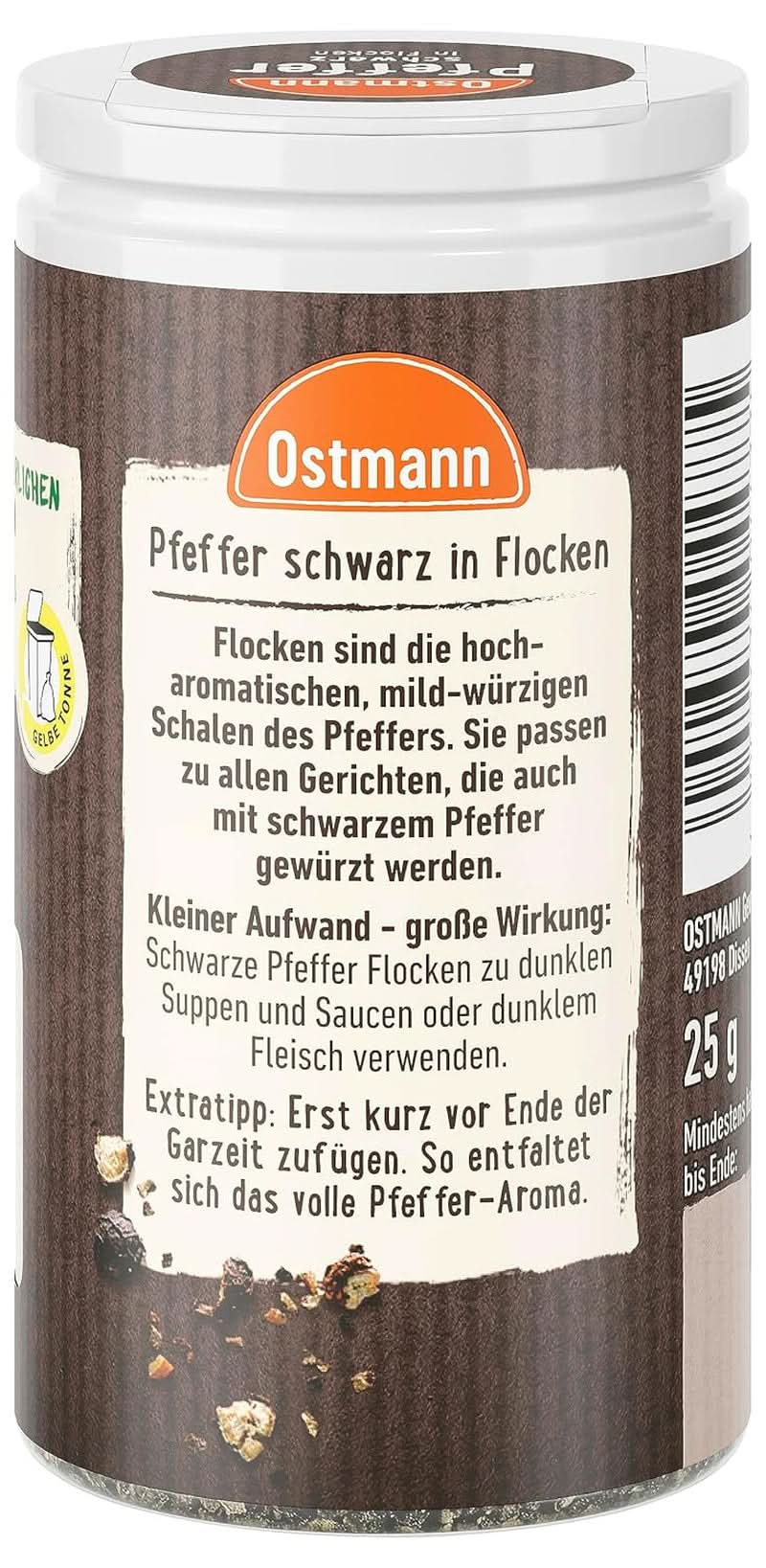 Ostmann - Pieprz czarny w płatkach, 25 gramów Condimente Naty Shop