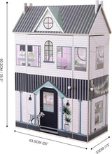 Mały świat Olivii Dreamland Farmhouse Kids Interaktywny drewniany domek dla lalek 3 piętra z 13 akcesoriami meblowymi dla lalek Biały TD-13632A Domki dla lalek Naty Shop