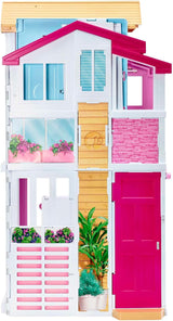 Barbie House Dream Villa 3-piętrowy 5-pokojowy dom miejski z akcesoriami takimi jak meble, składane i do przechowywania, zabawki od 3 lat, domy dla lalek DLY32 Naty Shop