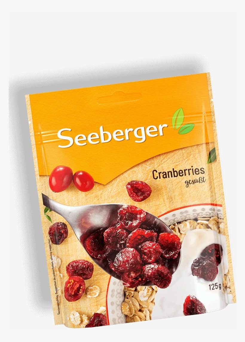 Seeberger, Żurawina kanadyjska przekrojona na pół, owocowo-słodka Naty Shop Produkty suszone 125 gramów