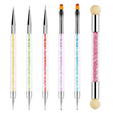 Sularpek 6 Stück Nagel Pinsel, Nail Art Pinsel, Pinsel Nageldesign, Nagel Pinsel Set, Nail Art Dotting Tools Mit 1 Gąbkowy aplikator w pędzelku, Nageldesign Zubehör Für DIY Nail Art Design
