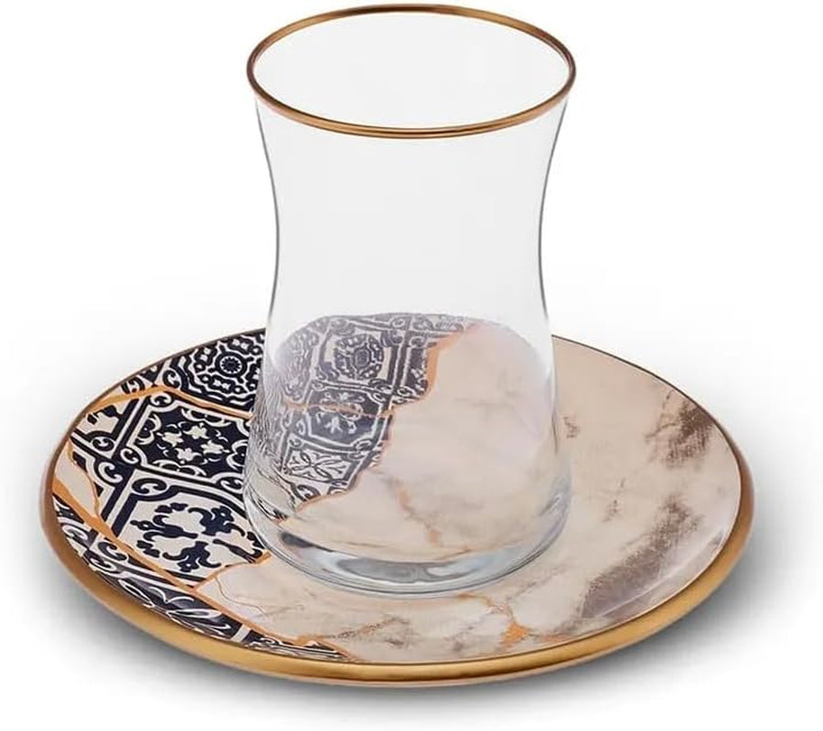 12-częściowy zestaw do herbaty Karaca Aris dla 6 osób - Wykwintny serwis porcelanowy zapewniający elegancką przyjemność picia herbaty