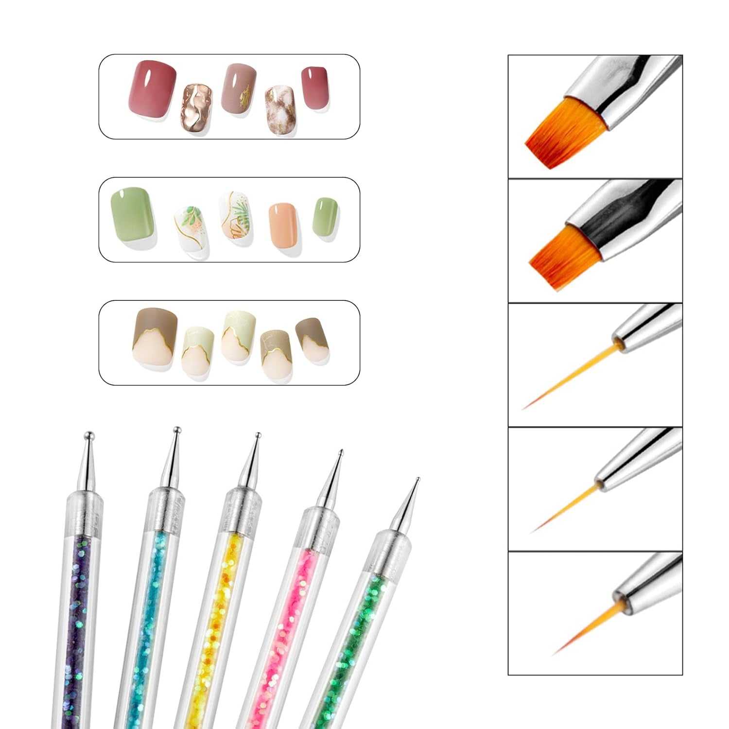 Nagel Art Fineliner Pinsel [5 Stück], Nagel Art Liner Pinsel, Professionel Detail Pinselset, Nagellack Pinsel, Für Nail Art Design Salon malarski, Nageldesign Nagel Fußpflege