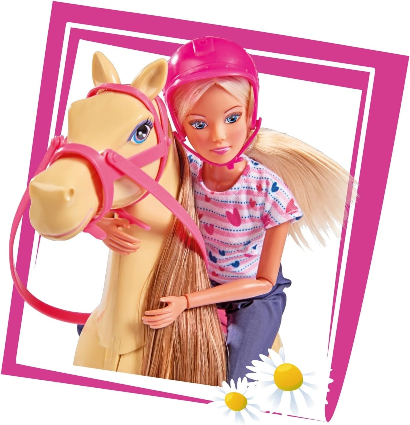 Simba 105730939 - Steffi Love strój do jazdy konnej 2 konie, w pełni przegubowa lalka modowa 29 cm dla dzieci w wieku 3 lat i starszych