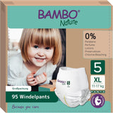 Pieluszki Bambo Nature, rozmiar 5 (11-17 kg) - opakowanie miesięczne 95 | Pieluchy z ulepszoną ochroną przed wyciekami | Najwyższy komfort i swoboda dla aktywnych dzieci | Pieluszki testowane dermatologicznie