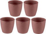 Zestaw 5 brązowych doniczek o średnicy 16 cm - Solidne doniczki z tworzywa sztucznego - Dekoracyjna doniczka z opcją drenażu - Elegancka doniczka do użytku wewnątrz i na zewnątrz