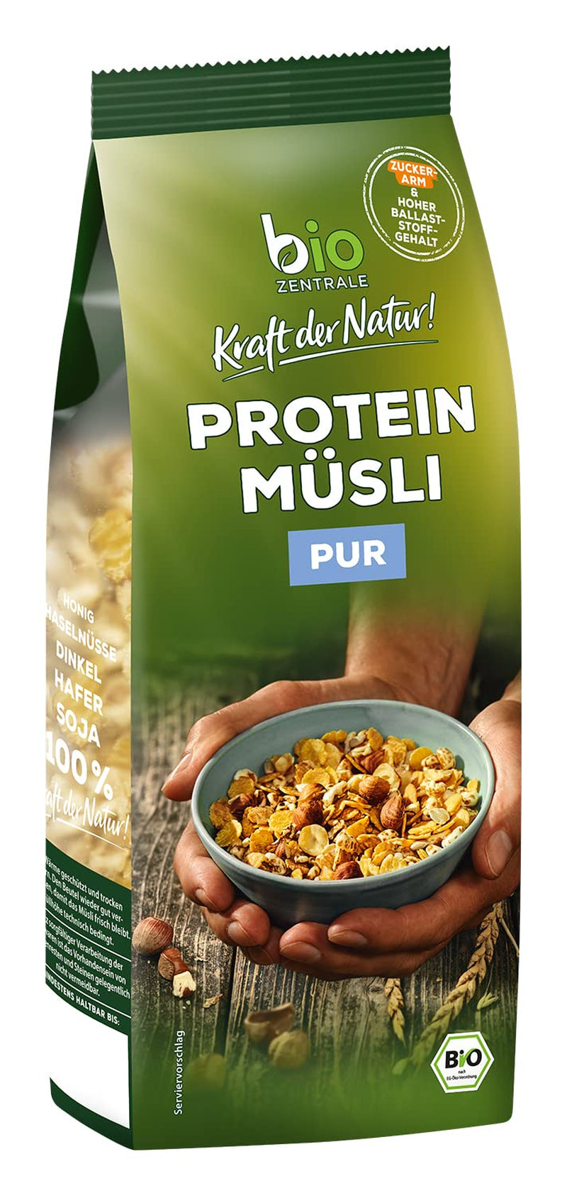 Biozentrale musli białkowe - 375g - Organiczne z miodem - Jako płatki śniadaniowe lub jako przekąska