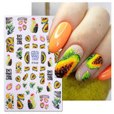 JMEOWIO Nagelsticker Sommer Frucht 9 Blatt Nail Art Naklejka Selbstklebend Nagelaufkleber Zitronen Dekoration Nageldesign Zubehör