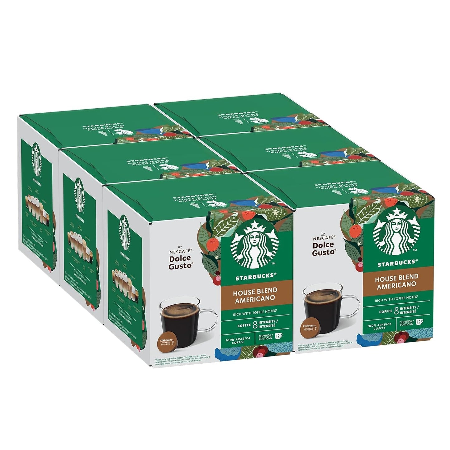 Mieszanka domowa STARBUCKS autorstwa Nescafé Dolce Gusto, Mittlere Röstung, Kaffeekapseln 6 x 12 (72 Kapseln)
