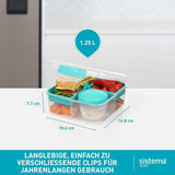 System pojemników na lunch Bento Box TO GO z przegródkami | Pudełko na lunch o pojemności 1,25 l z pojemnikiem na jogurt/owoce | dla dzieci i dorosłych l | Bez BPA Minty Teal [21685-8T], miętowo-zielone Pudełka do przechowywania żywności Naty Shop