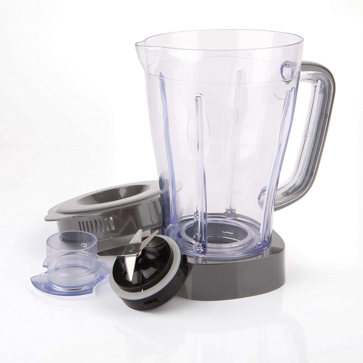 BLACK+DECKER Mikser stojący | 500W | 2 prędkości | Funkcja impulsu | Glaskrug | 1,5 l | Edelstahlmesser Mit 4 Klingen | Herausnehmbar Und Leicht Zu Reinigen | Weiß Und Grau Kitchen Naty Shop
