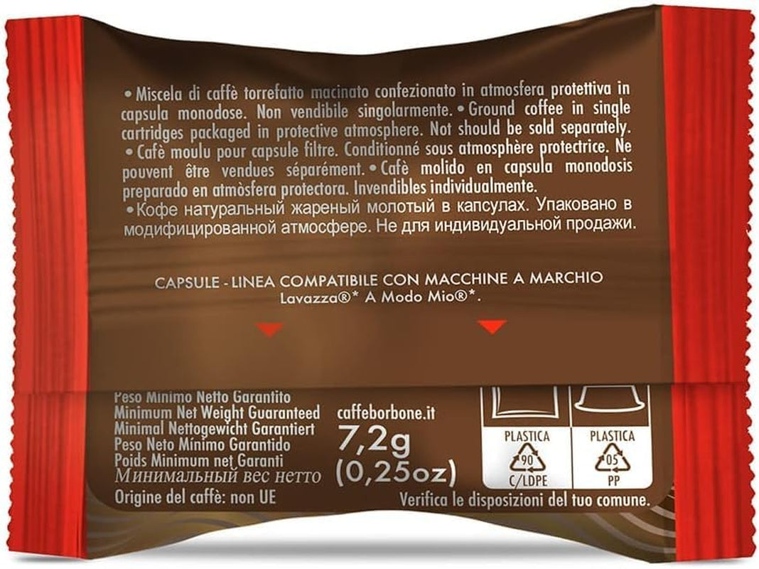Caffè Borbone Don Carlo, Rote Mischung - 50 Kapseln - Kompatybilna z Lavazza®* A Modo Mio®* Haushalts-Espressomaschinen