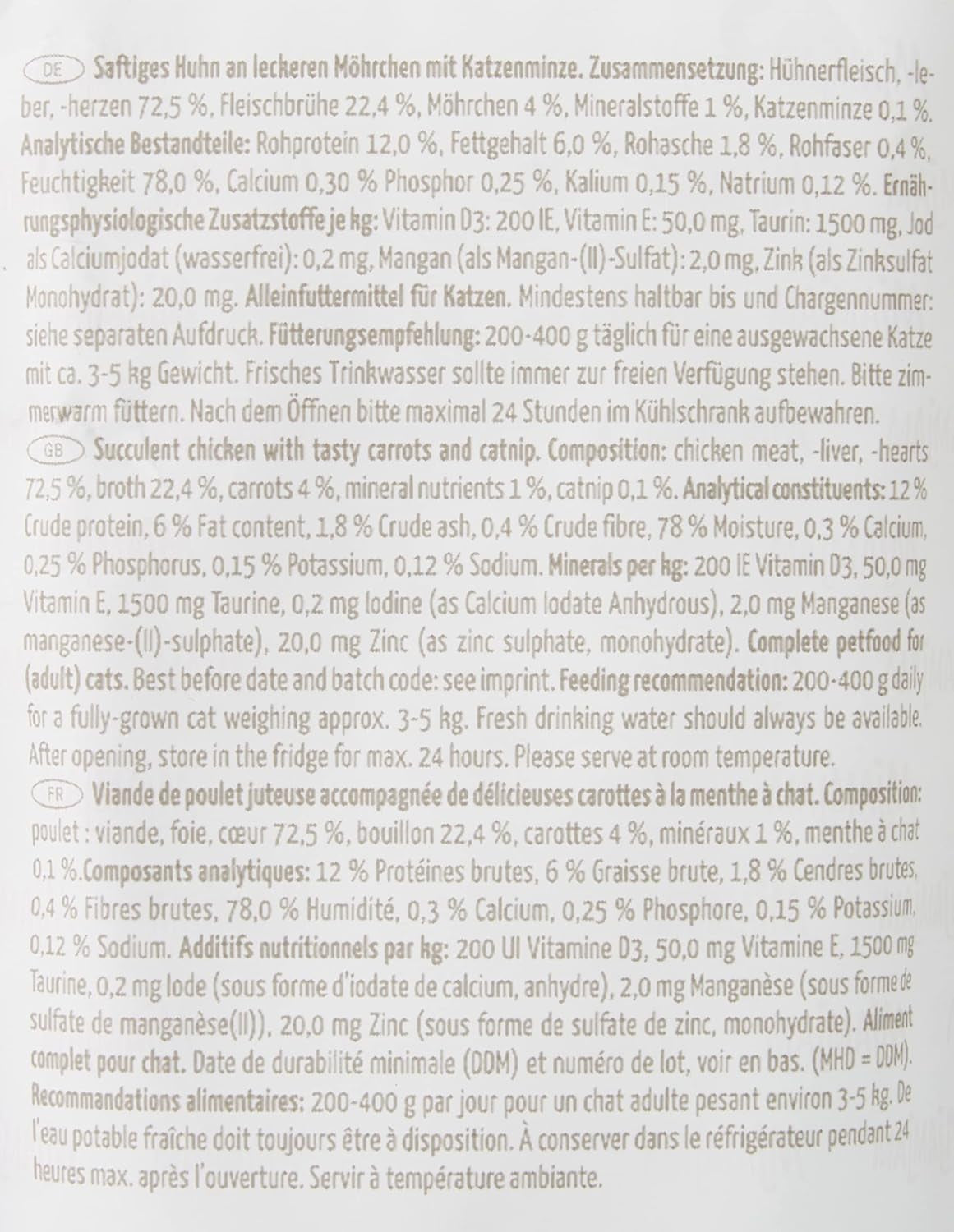 MjAMjAM - Mokra karma premium dla kotów - Wyciskana saszetka - Soczysty kurczak z pyszną marchewką, 12 opakowań (12 x 125 g), bez zbóż, z dodatkowym mięsem