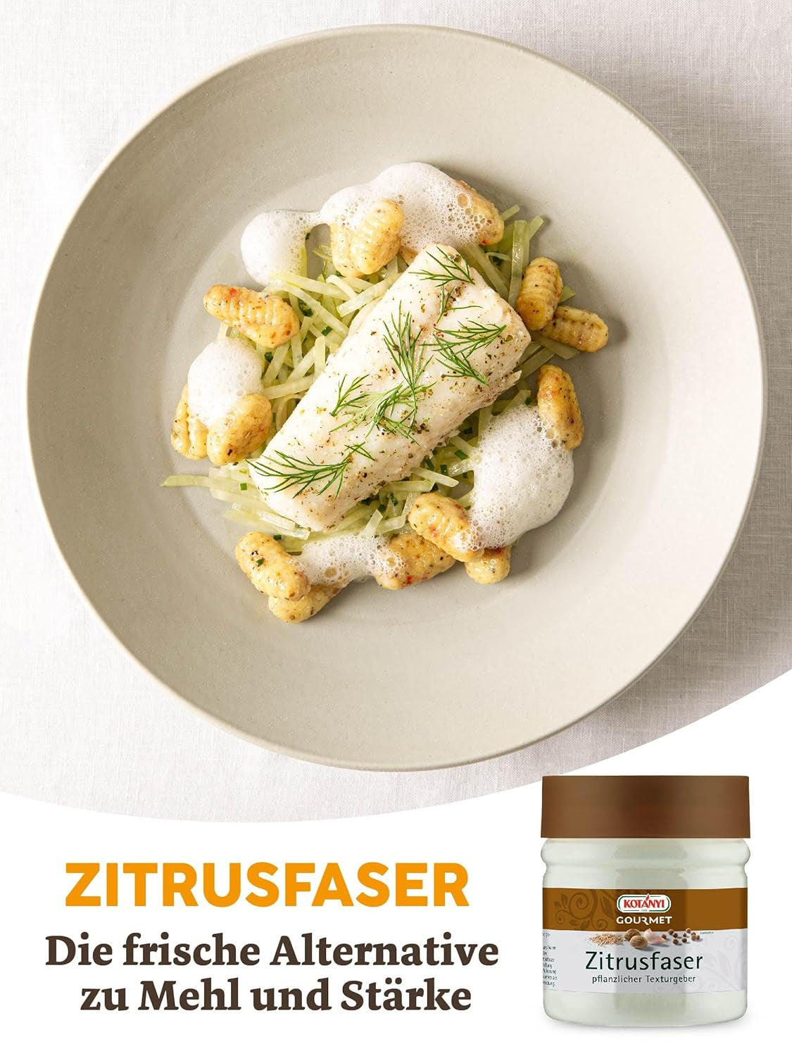 Kotanyi Gourmet Zitrusfaser | pflanzlicher Texturgeber, Alternatywa zu Mehl und Stärke, ok. 120 g, 400 ml