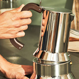 Alessi 9090/6 Espresso z 6 filiżankami na indukcję, stal nierdzewna, srebro, 15,5 x 13,5 x 27 cm